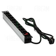9-port Power Strip 2m with Switch Aluminum RACK 19 